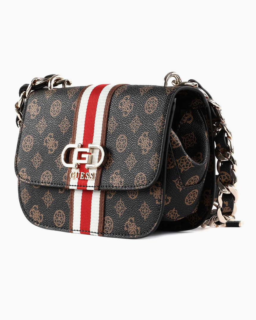 Guess Nelka Crossbody Flap Çapraz Askılı Çanta Mocha Logo