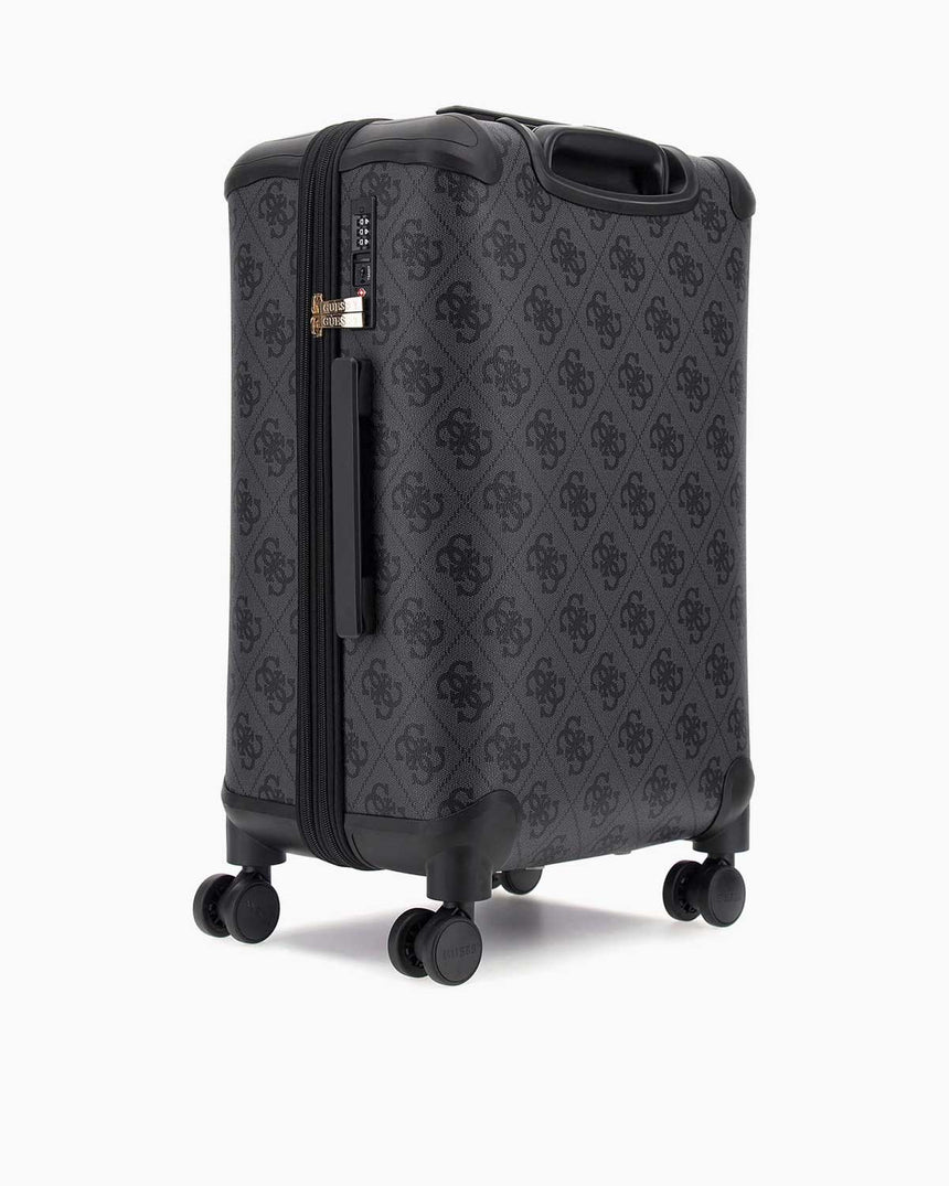 Guess Berta 22 In 8-Wheeler Monogram Desenli Orta Boy Valiz Coal Logo