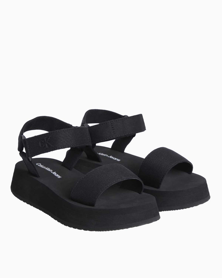 Calvin Klein Velcro Webbin Flat Terlik Triple Black