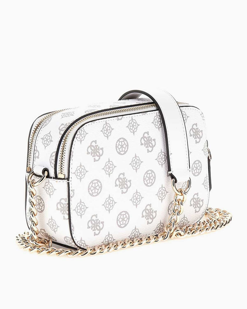 Guess Noelle Zincir Detaylı Çapraz Askılı Çanta White Logo