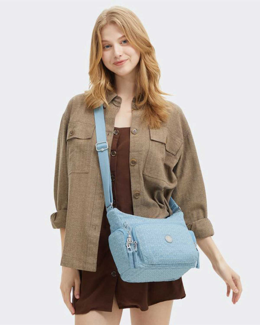 Kipling Gabbie S Denim Love Omuz Çantası Light Denim JQ