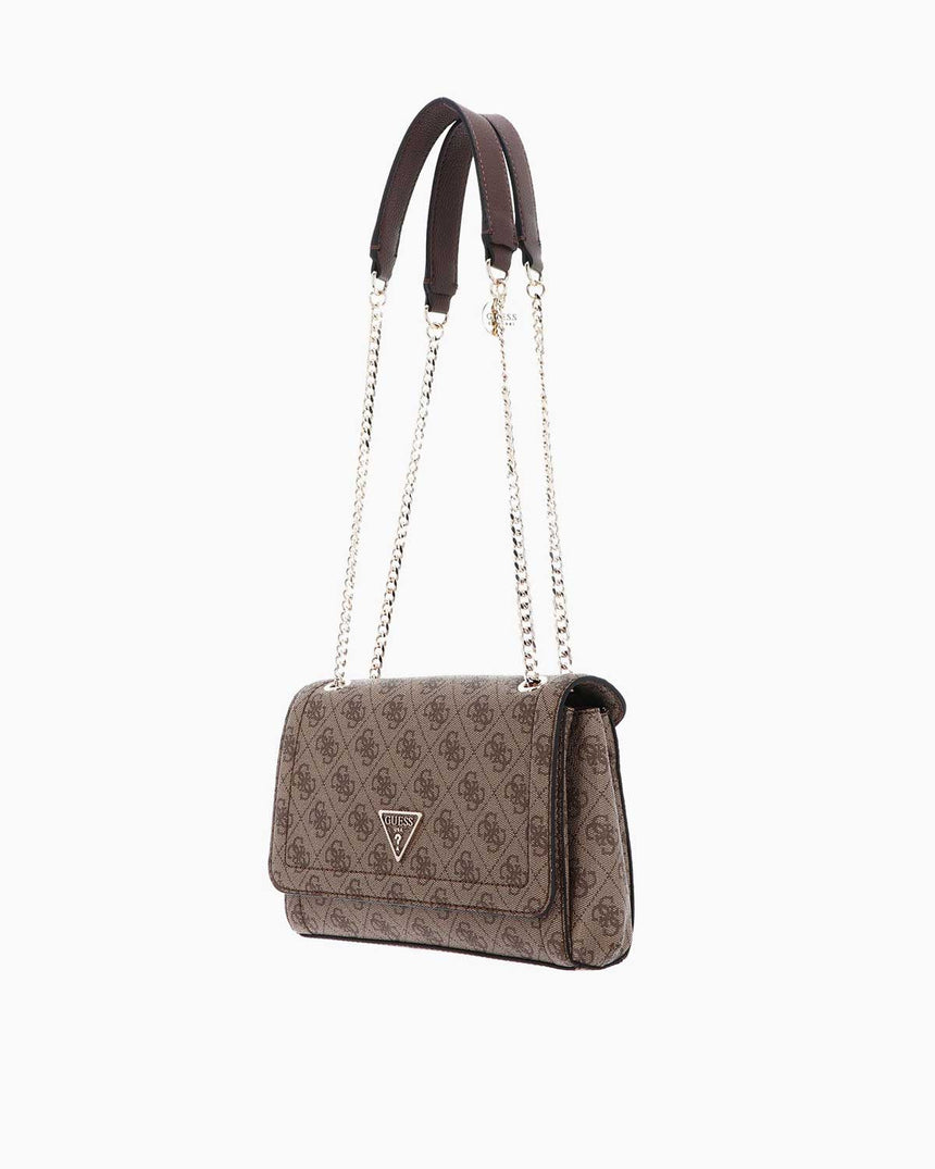 Guess Noelle Convertible Satchel Çapraz Askılı Çanta Latte Logo / Brown
