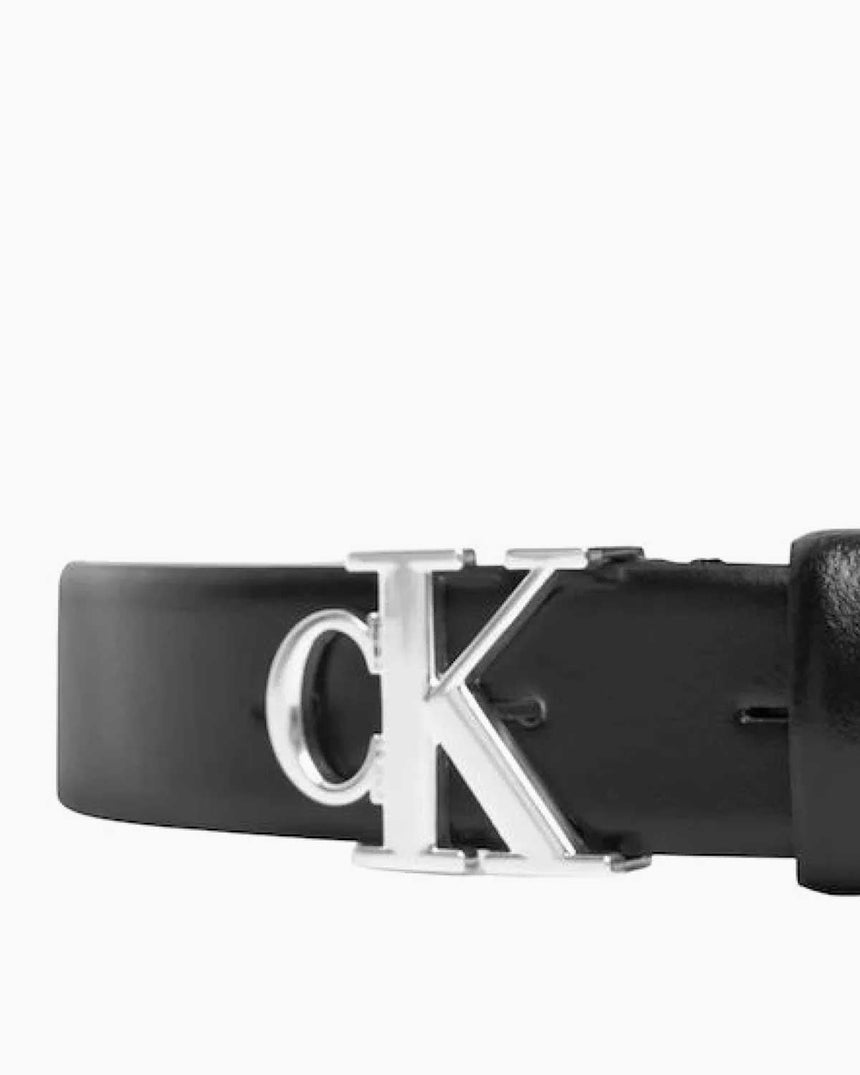 Calvin Klein Hardware Logo Tokalı 30mm Kadın Kemer BLACK / OLD SILVER