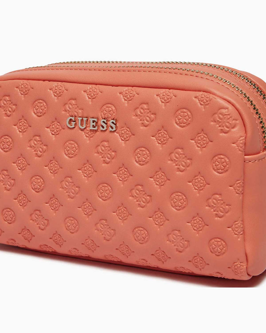 Guess Double Zip Makyaj Çantası Coral