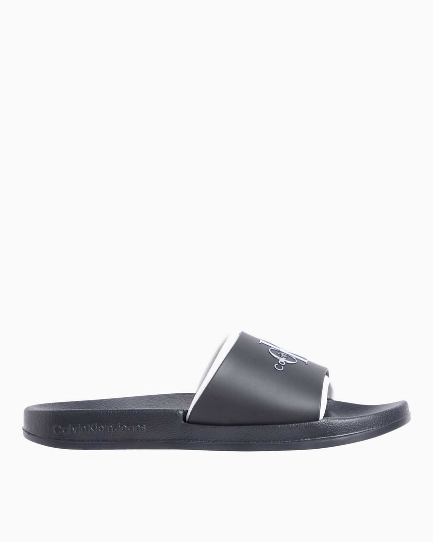 Calvin Klein Slide Rubber Neopren Monogram Slide Terlik Black/Bright White