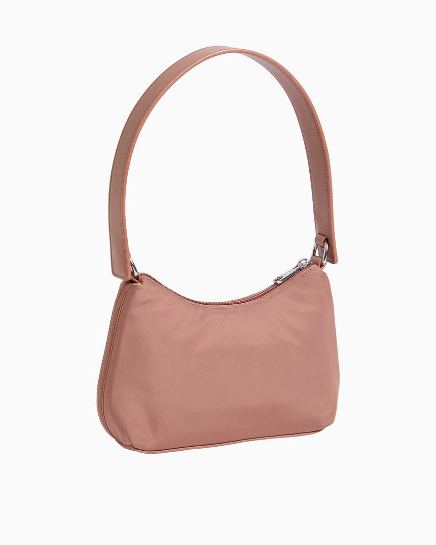 Calvin Klein Sleek Nylon Shoulder Bag Metal Logolu Omuz Çantası Cognac