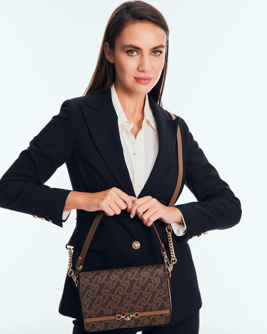 Us Polo Assn Çıkarılabilir Zincir Detaylı Omuz Çantası Kahve