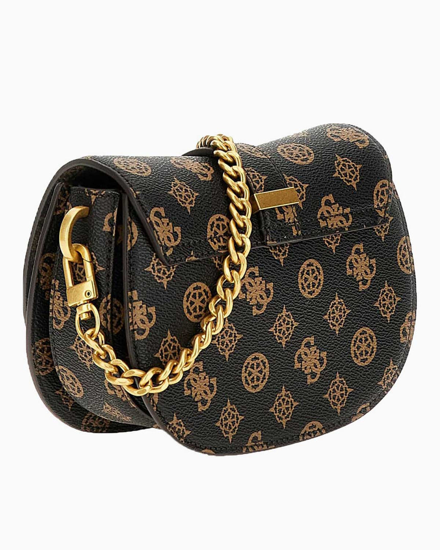 Guess Kuba Compartment Zincirli Logolu Çapraz Askılı Çanta Mocha Logo