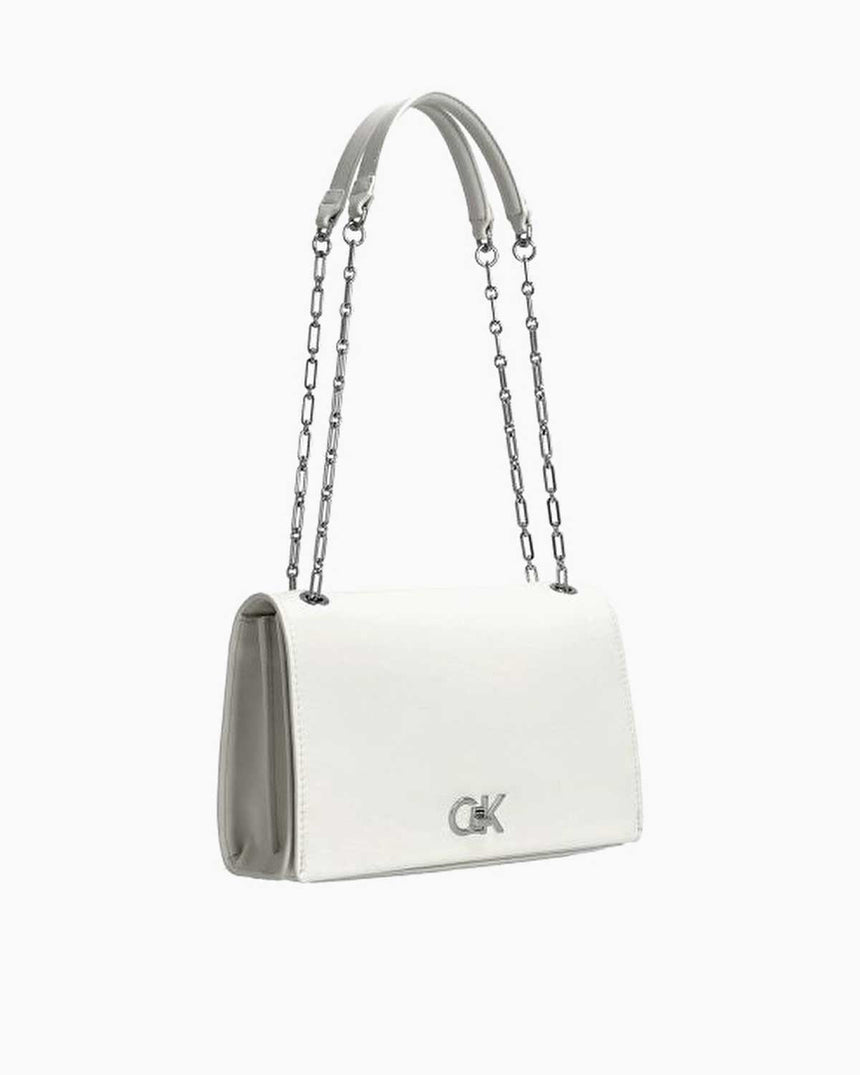 Calvin Klein Kilitlemeli Kadın Çapraz Orta Boy Askılı Çanta Lily White