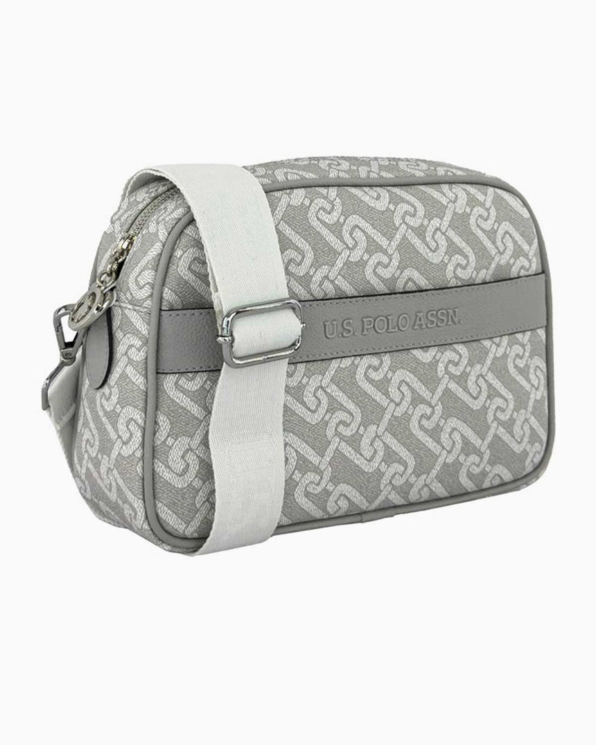 Us Polo Assn Mini Cüzdan Detaylı Çapraz Askılı Çanta Beyaz - Gri