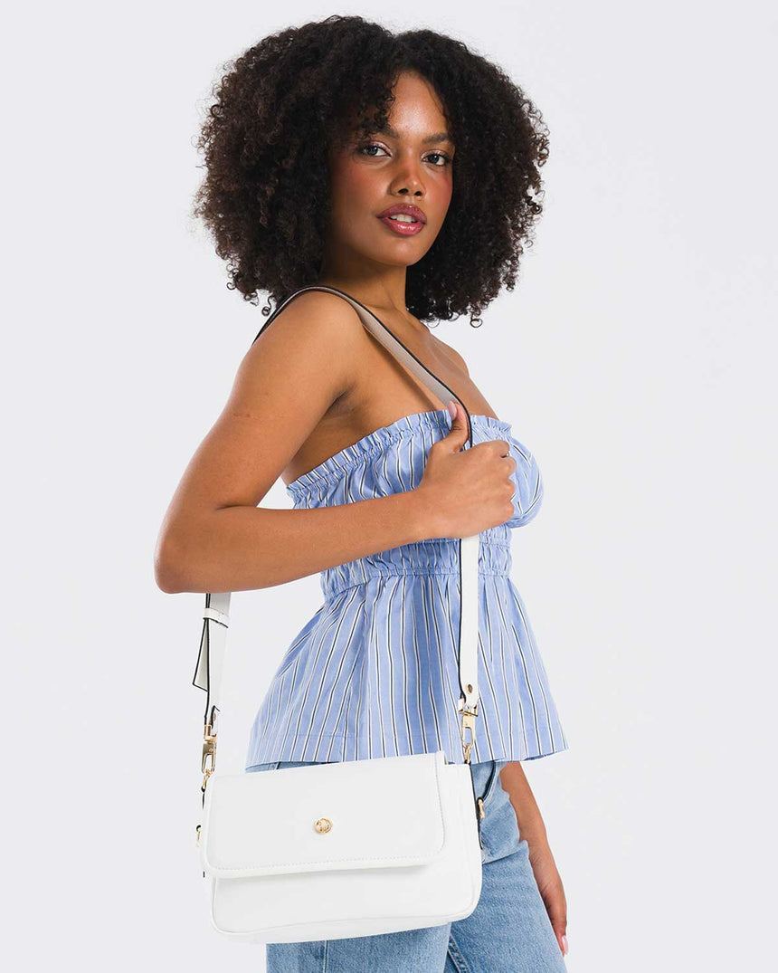 Us Polo Assn Logolu Omuz Çantası Beyaz