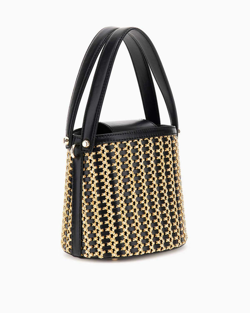 Guess Atalia Logolu Hasır El Çantası Natural - Black