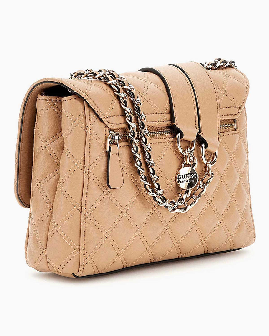 Guess Giully Compartment Zincir Detaylı Omuz Çantası Beige