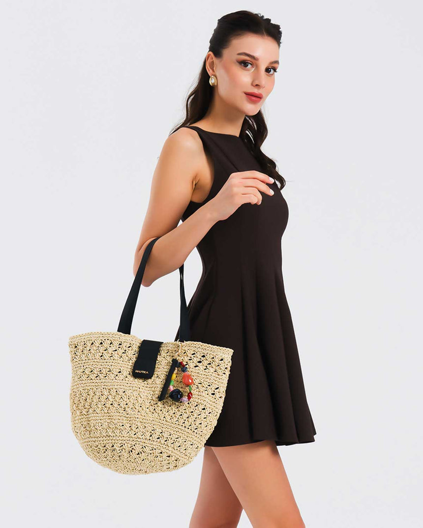 Nautica Taş Detaylı Kadın Plaj Çantası Açık Bej