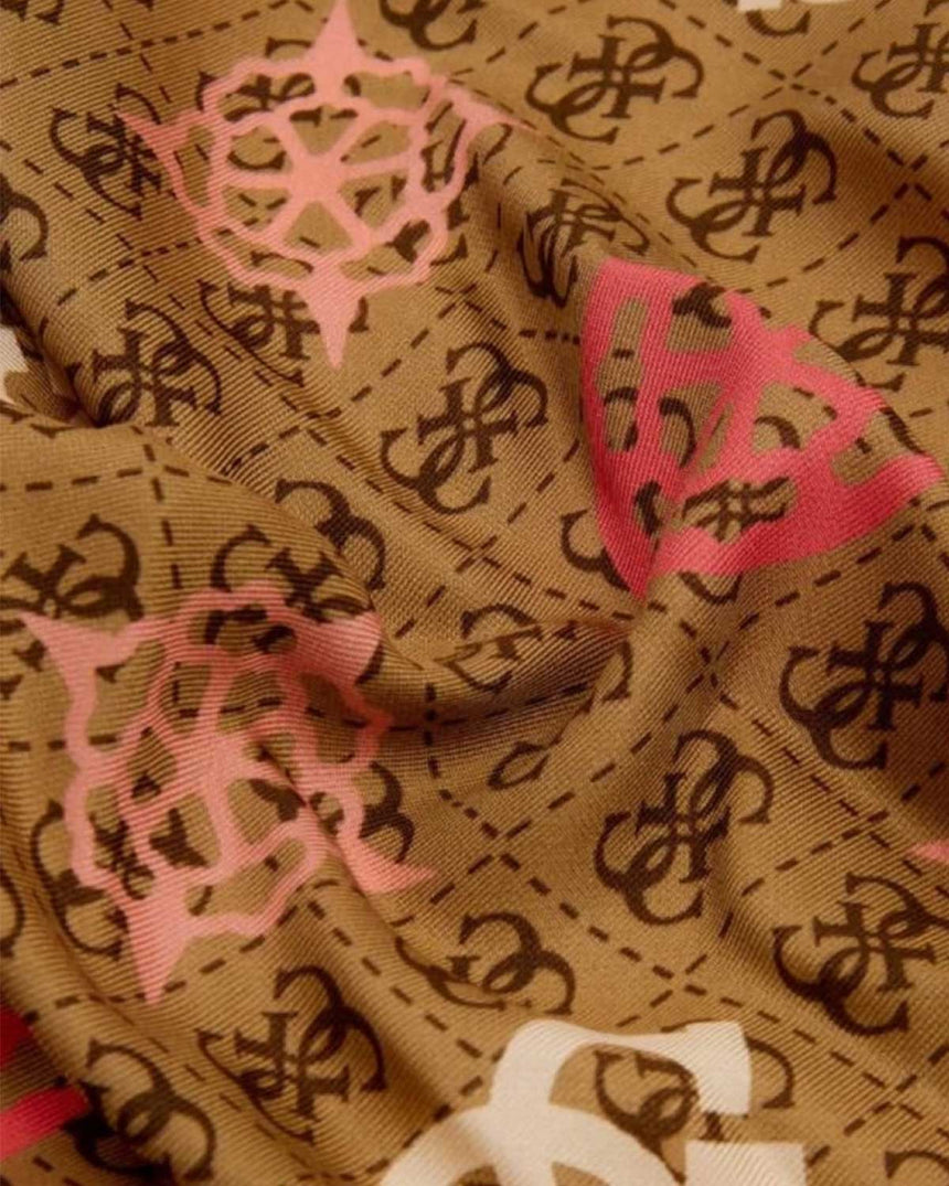 Guess Foulard Monogram Eşarp Latte Logo Multi