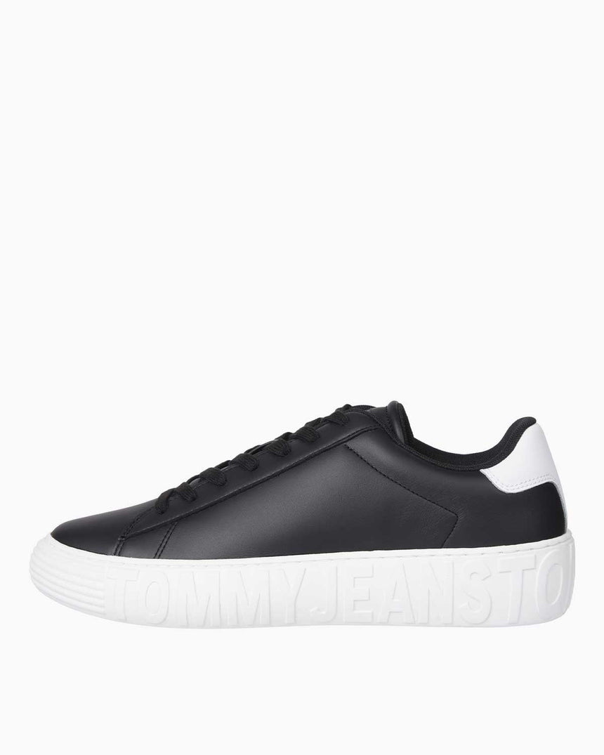 Tommy Hilfiger Leather Outsole Cupsole Sneaker Black