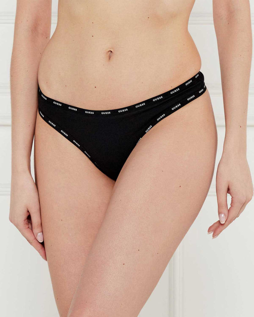 Guess 3Pack Basic Logolu Külot Jet Black A996