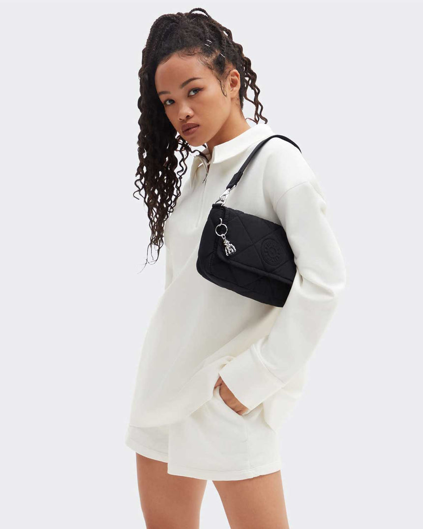 Kipling Aras Quilted Shoulder Bag Omuz Çantası Cosmic Black