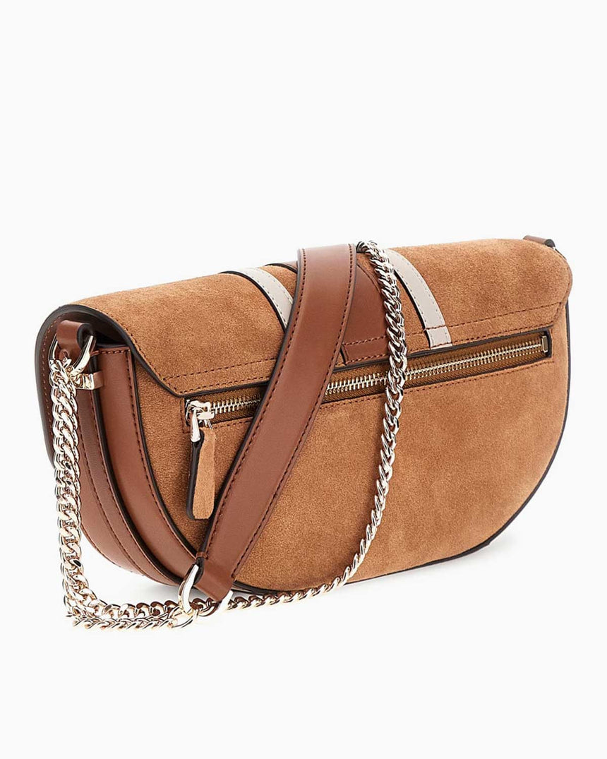 Guess Access Erenia Kadın Deri Omuz Çantası Cognac Multi