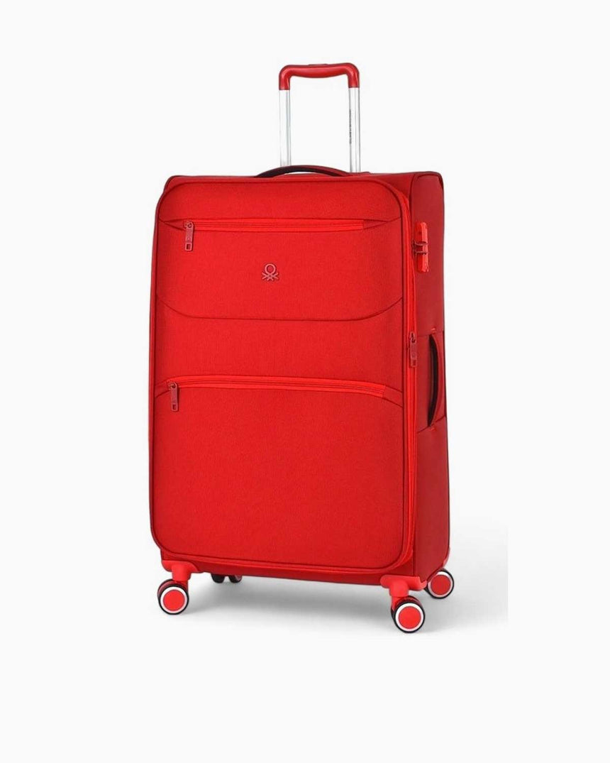 Benetton Logolu Kumaş Orta Boy Valiz Kırmızı