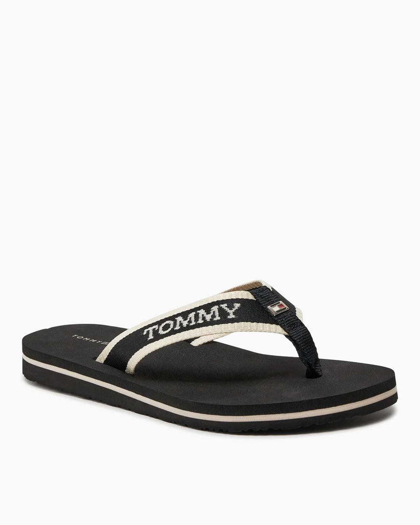 Tommy Hilfiger Webbing Pool Slide Kadın Parmak Arası Terlik Black