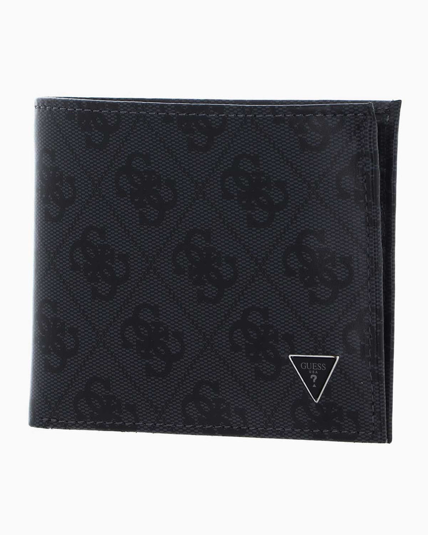 Guess Mito Leather Flat Billfold Monogram Cüzdan Black