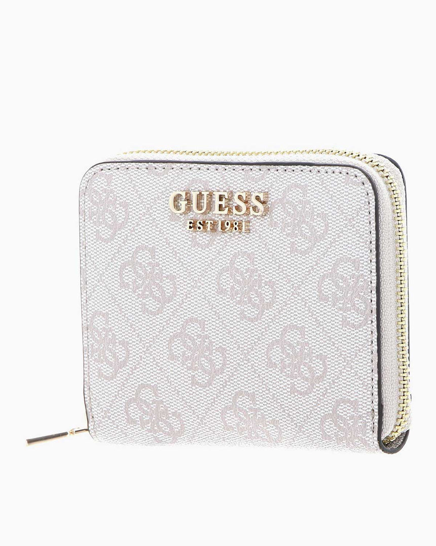Guess Laurel Small Zip Around Monogram Baskılı Cüzdan Dove Logo