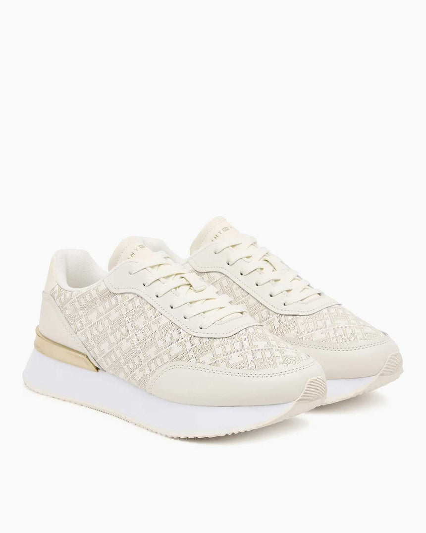 Tommy Hilfiger Arlene Monogram Logolu Kadın Sneaker Ivory Silk