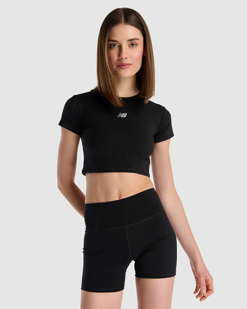 New Balance Kadın Crop Tshirt Siyah