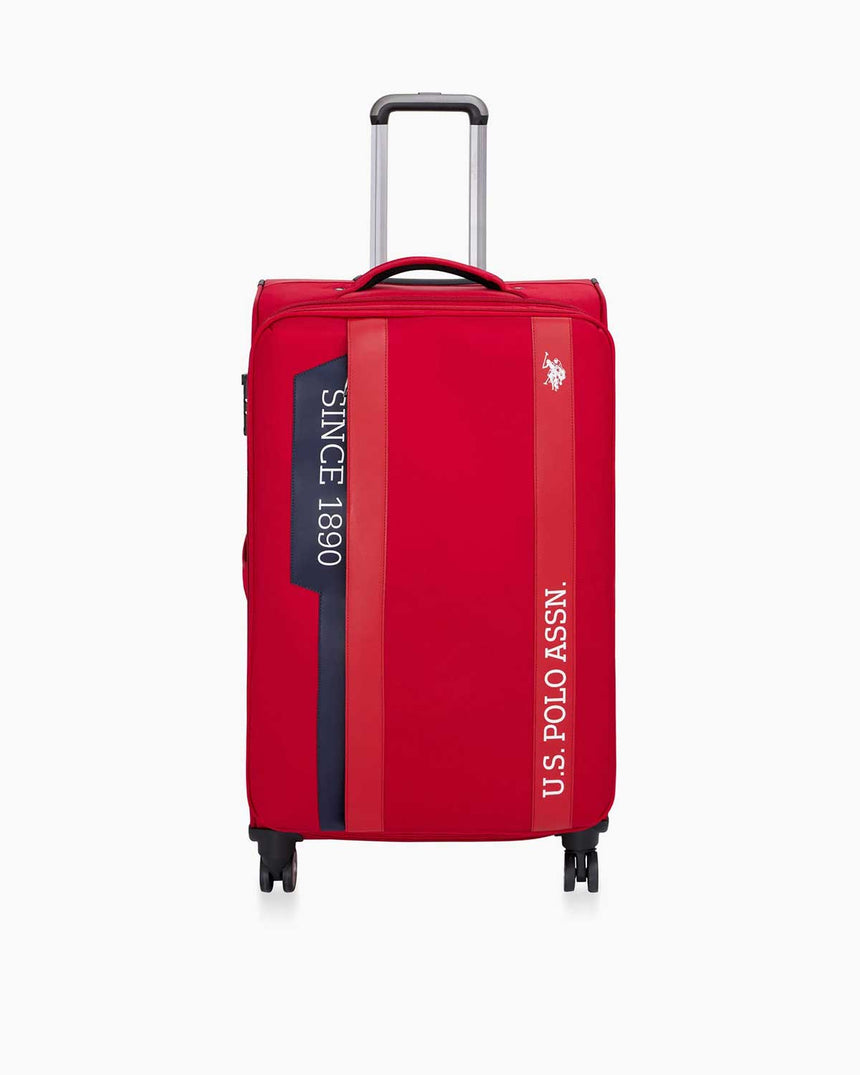 Us Polo Assn Şerit Detaylı Büyük Boy Valiz Kırmızı