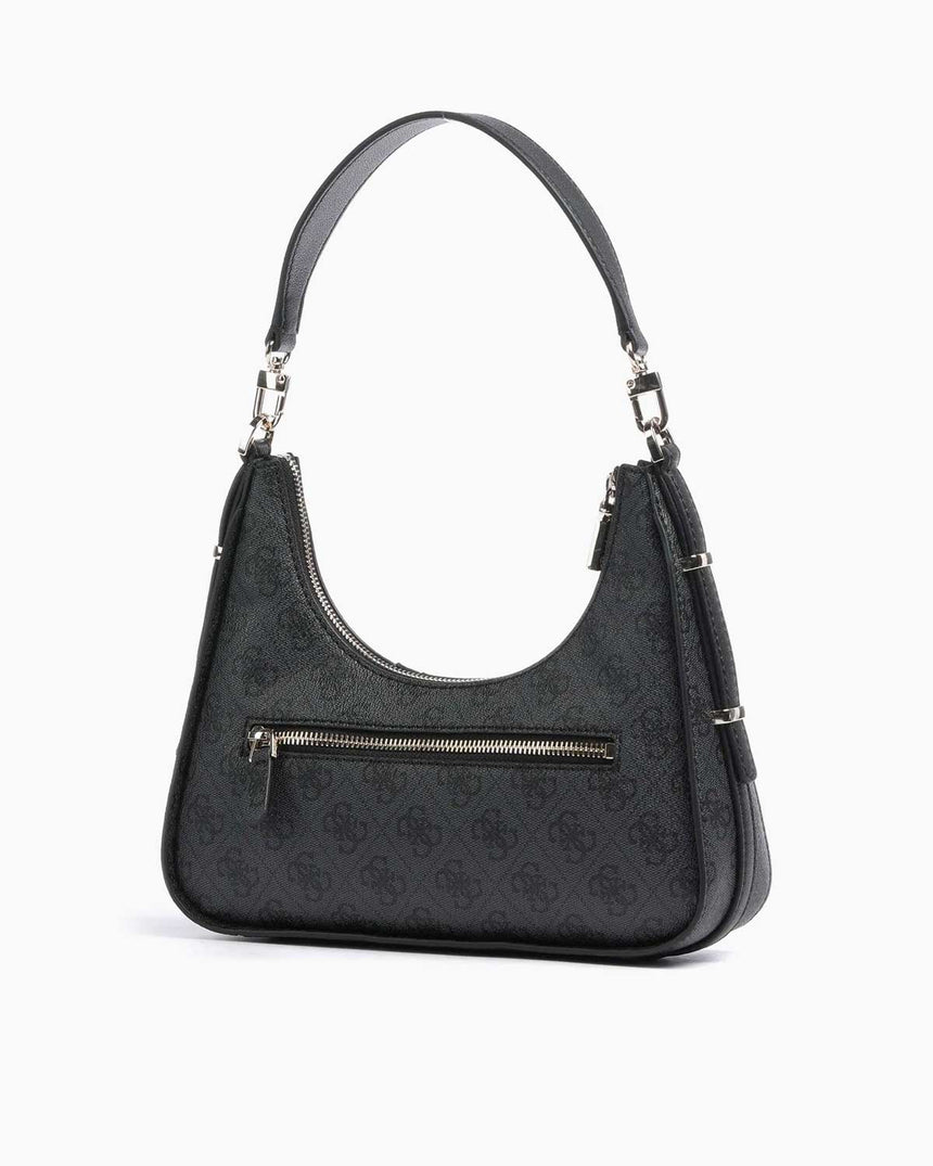 Guess Noreen Top Zip Monogram Omuz Çantası Coal Logo