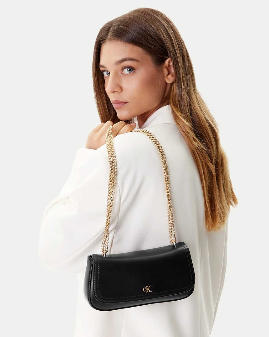 Calvin Klein Kadın Çıkarılabilr Çapraz Askılı Çanta BLACK / ANTIQUE LIGHT GOLD