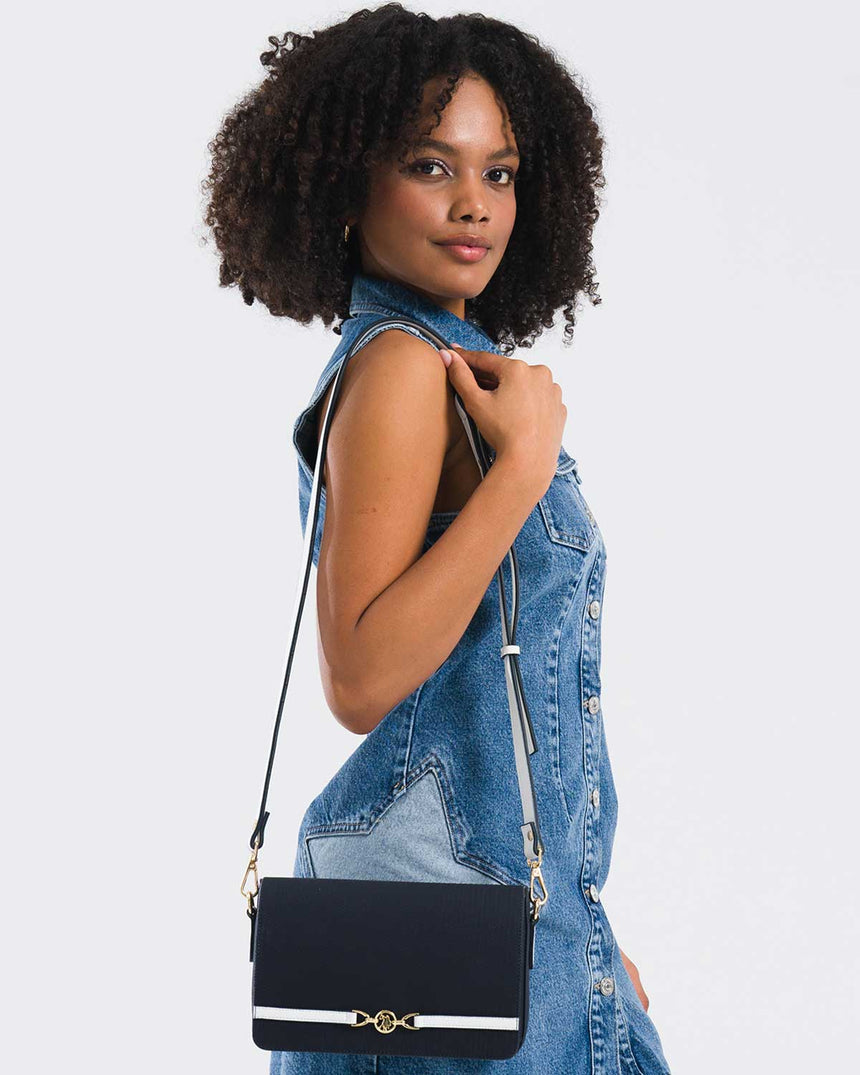 Us Polo Assn Gold Logo Detaylı Ayarlanabilir Çapraz Askılı Çanta Lacivert - Kırmızı - Beyaz