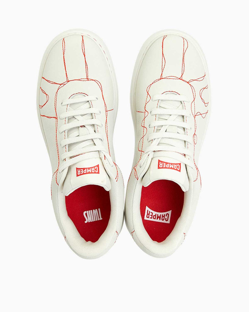 Camper Twins İp Desenli Deri Sneakers Beyaz