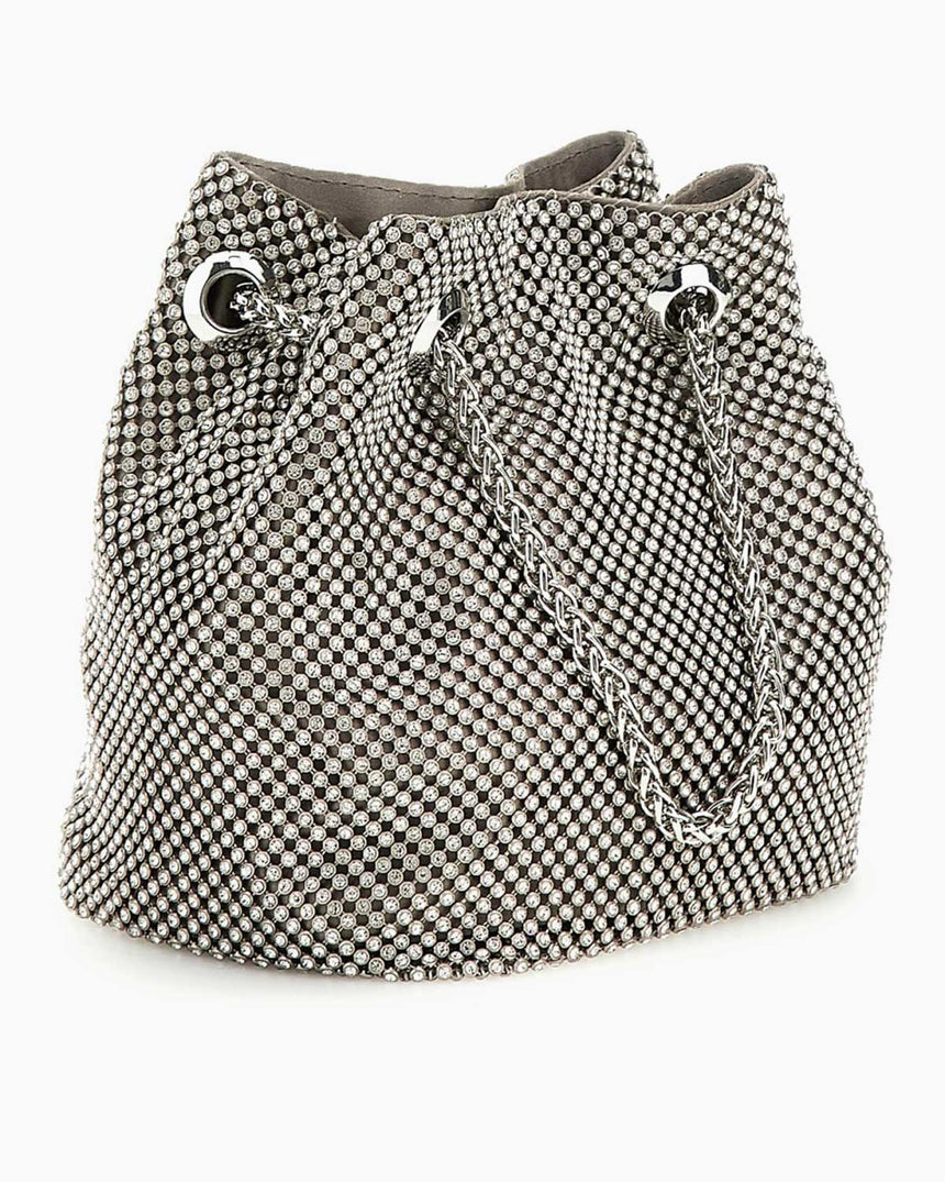 Guess Zalina Pouch Taşlı Omuz Çantası Silver