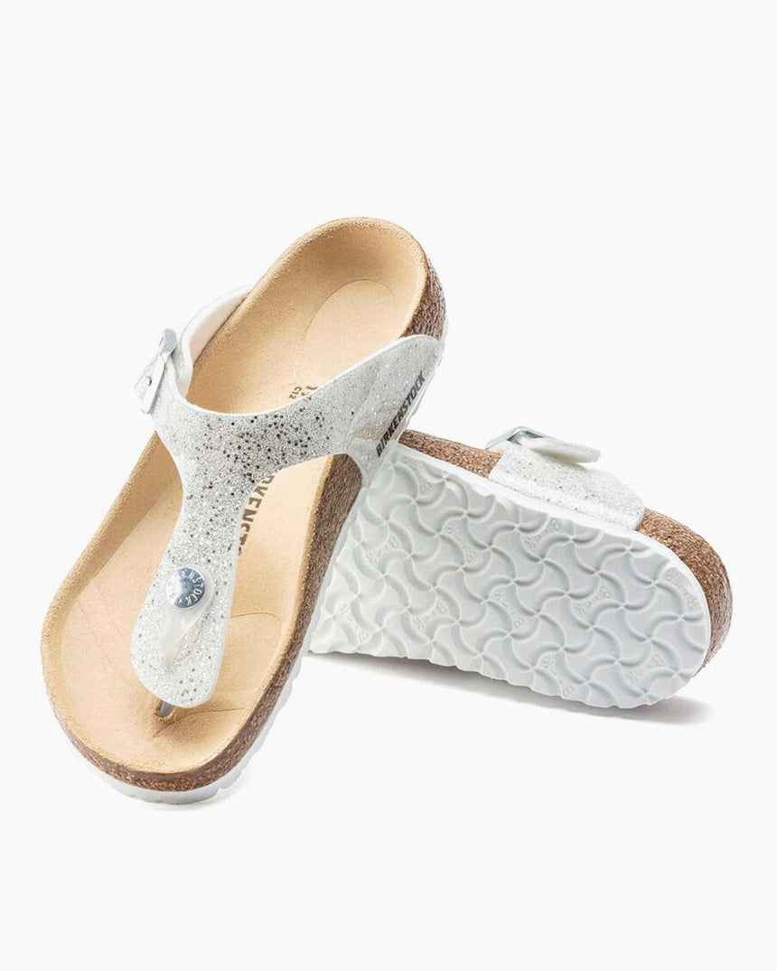 Birkenstock Gizeh Kids BF Parmak Arası Kız Çocuk Terlik Simli Beyaz