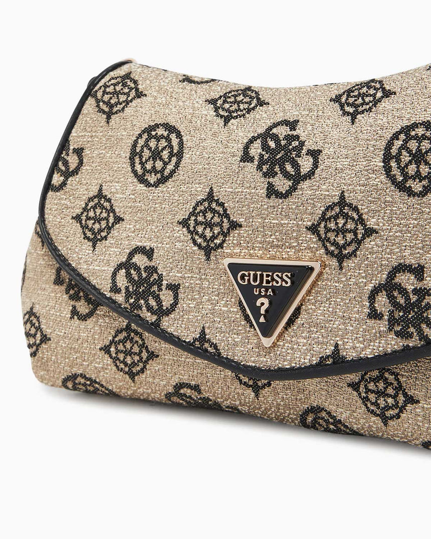 Guess Flap Monogram Omuz Çantası Black Logo