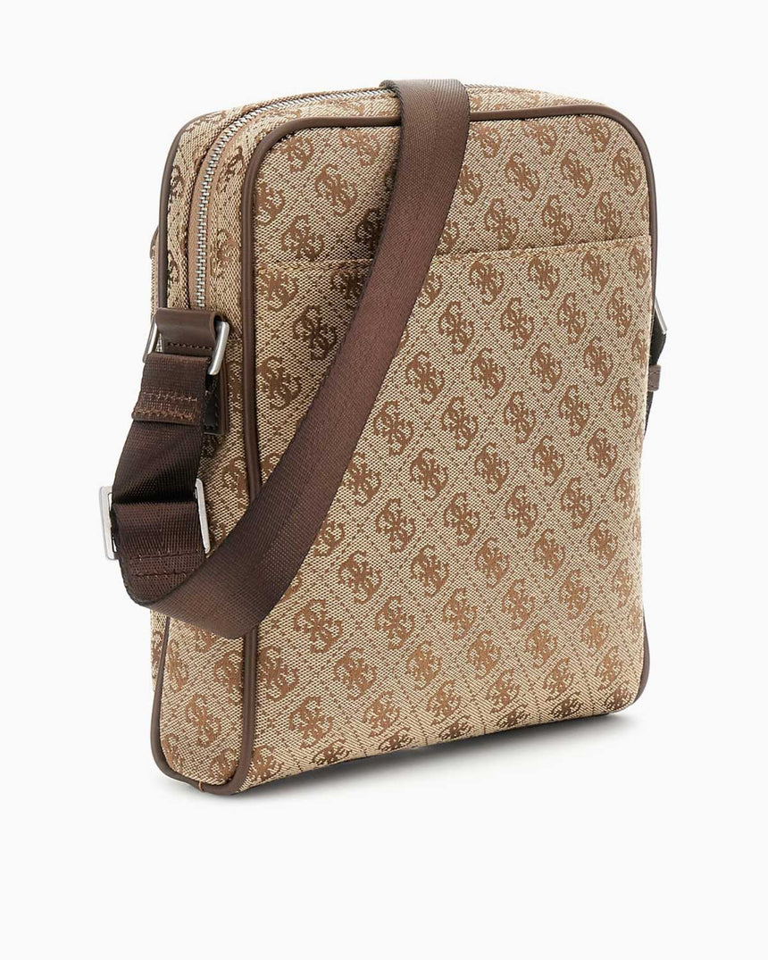Guess Milano Compact Monogram Baskılı Çapraz Askılı Çanta Beige / Brown