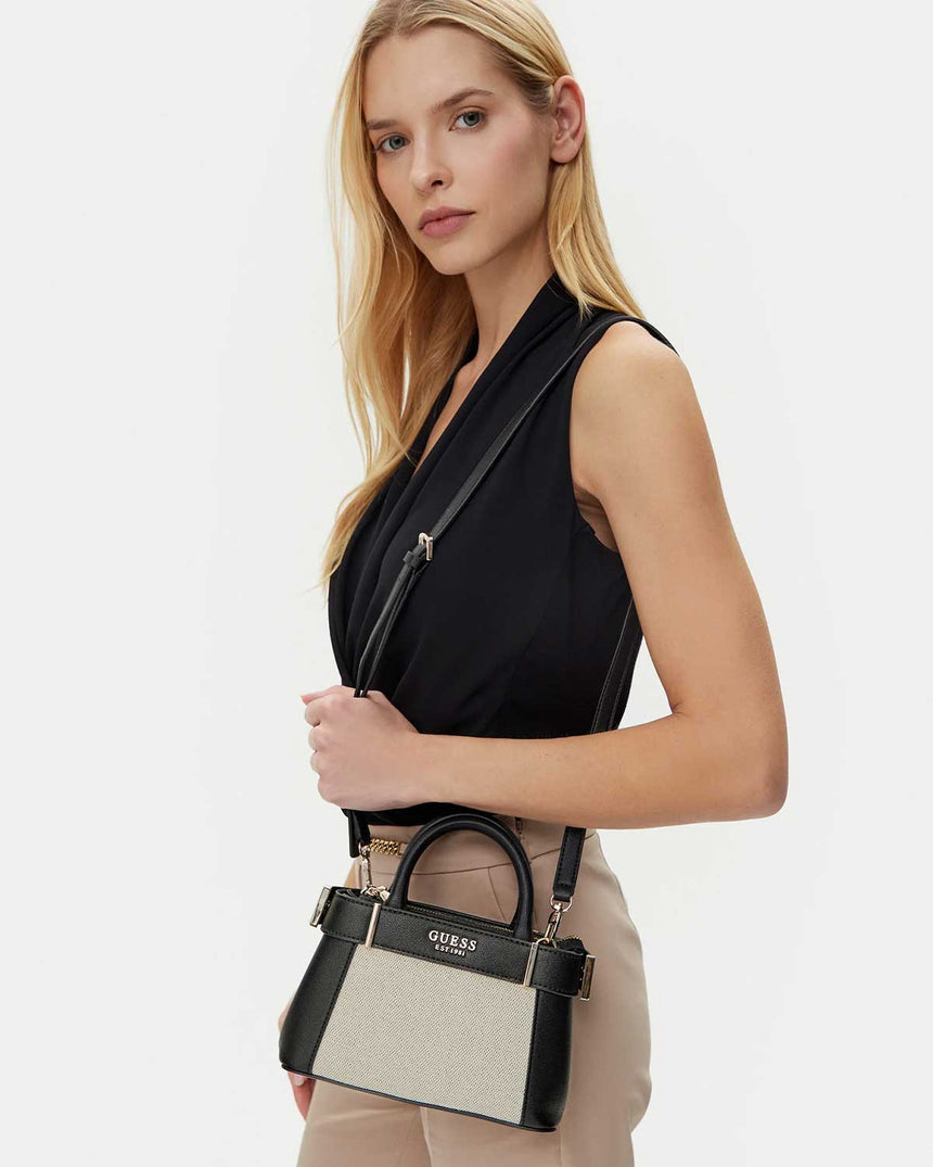 Guess Anadela Satchel Mini El Çantası Natural - Black