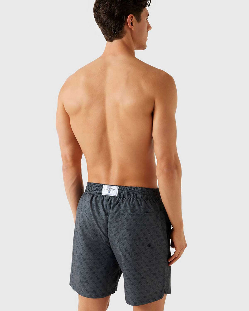 Guess Swimtrunk Medium Bottom Board Deniz Şortu Jblk Embossed 4G Logo