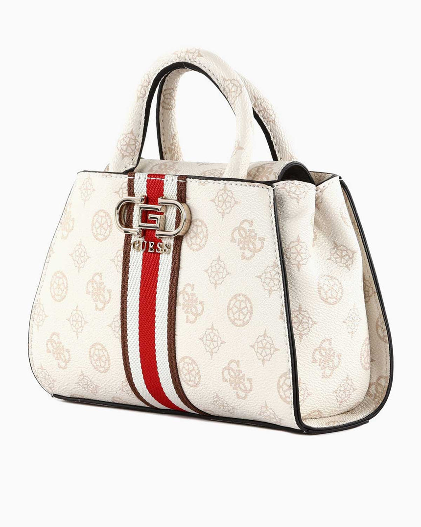 Guess Nelka Mini Satchel El Çantası Cream Logo