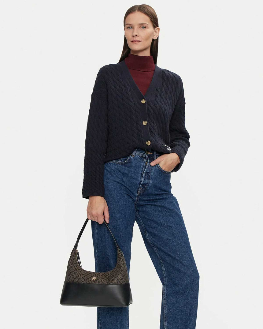 Tommy Hilfiger Jacquard Kadın Omuz Çantası Black