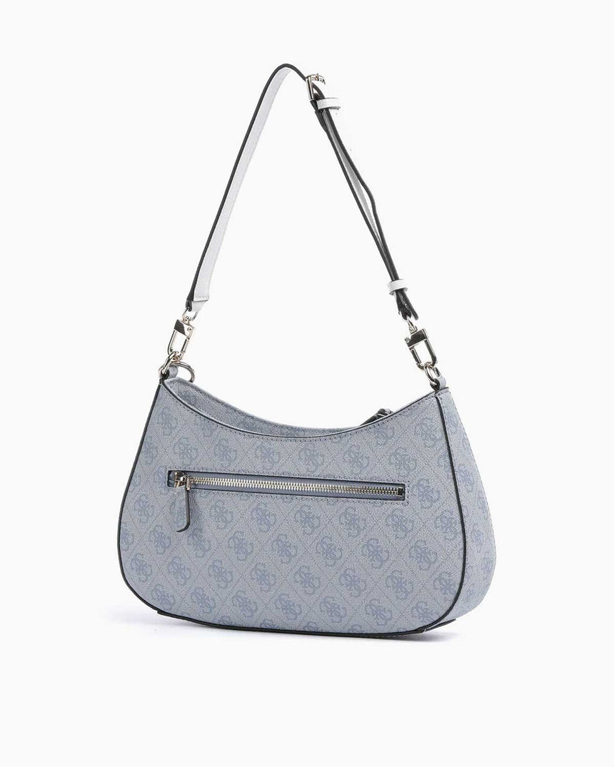 Guess Noelle Top Zip Shoulder Bag Kadın Omuz Çantası Light Blue Logo