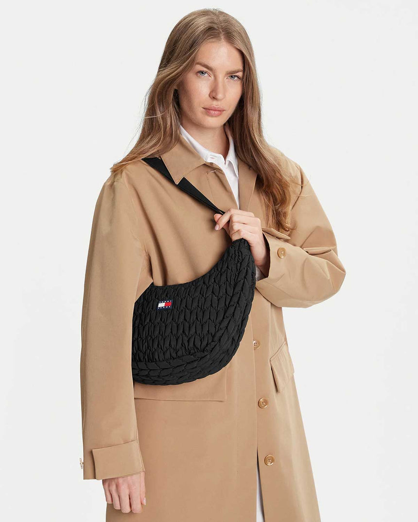 Tommy Hilfiger X-Body Kapitone Şehirli Kadın Omuz Çantası Black