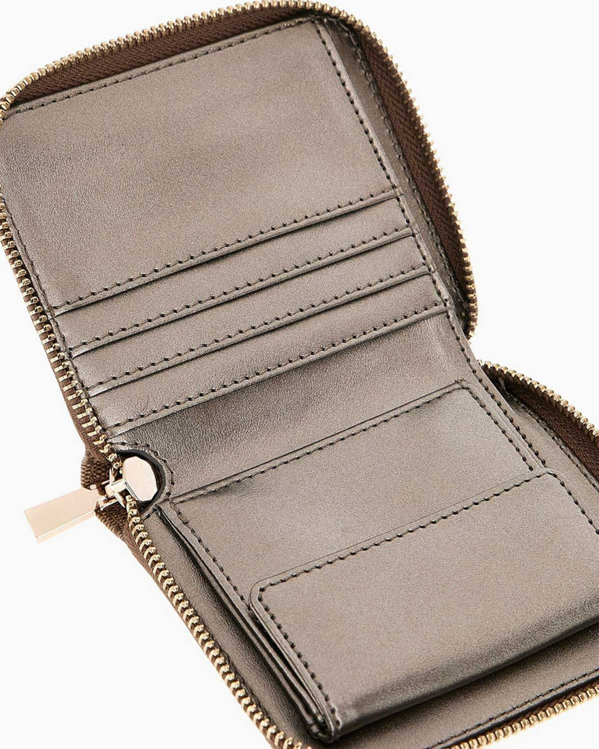 Guess Eco Erica Zip Around Cüzdan Latte Logo