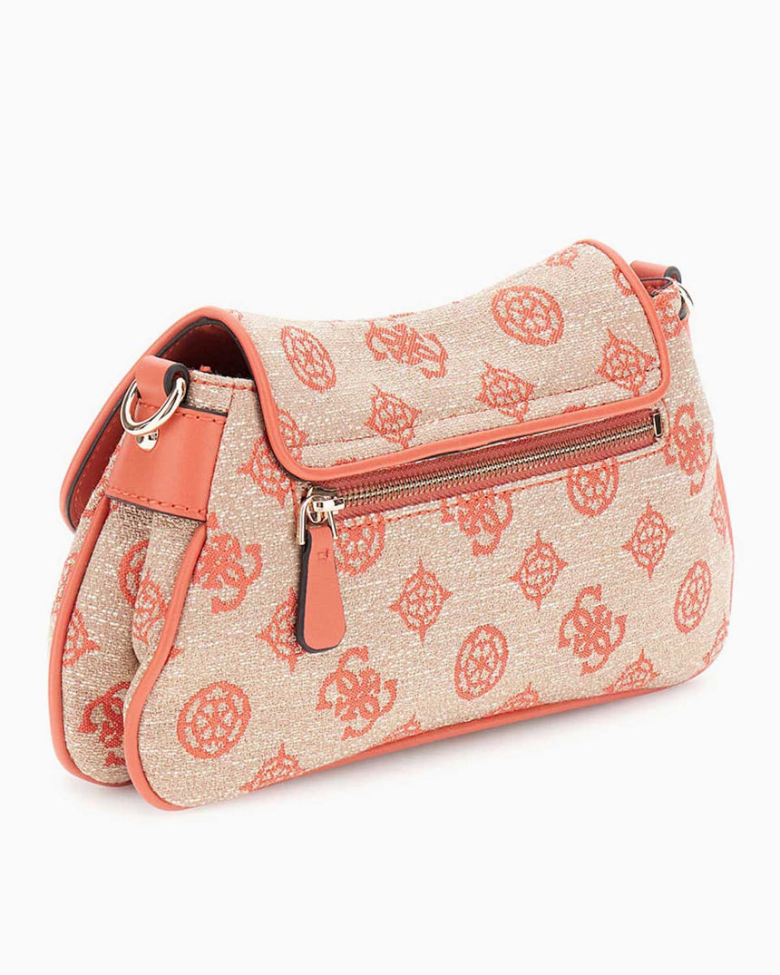 Guess Flap Monogram Omuz Çantası Cognac Logo