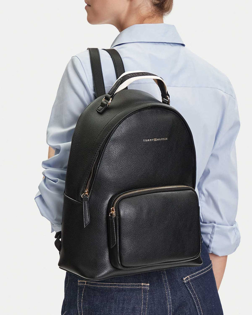 Tommy Hilfiger Logo Bantlı Kadın Sırt Çantası Black