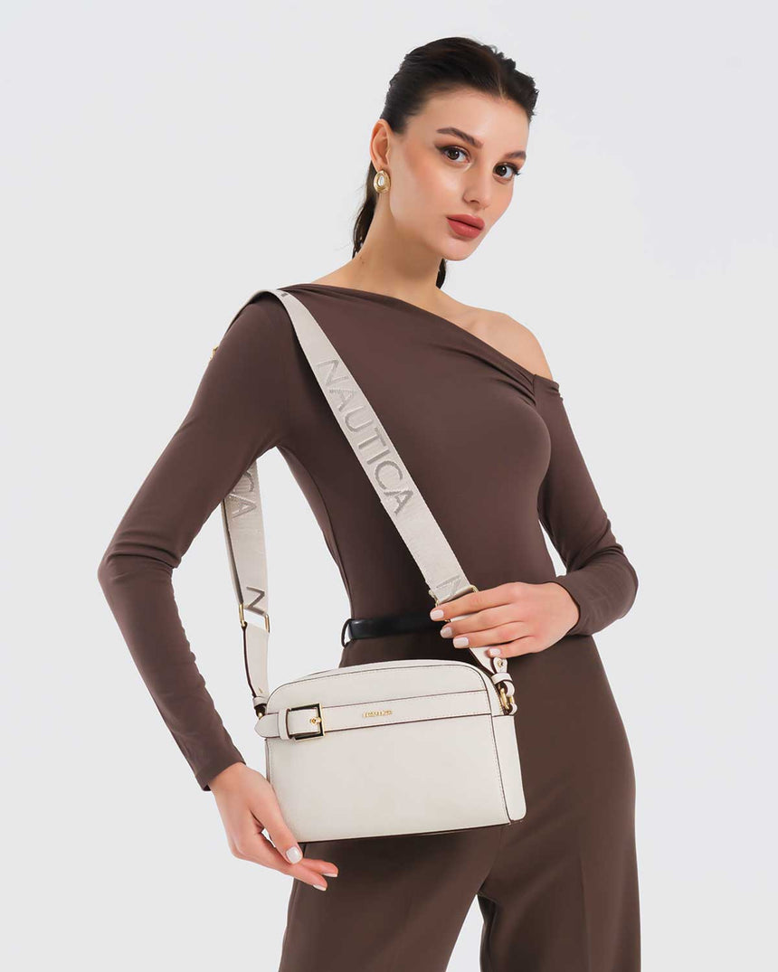 Nautica Ladies Logolu Omuz Çantası Ekru