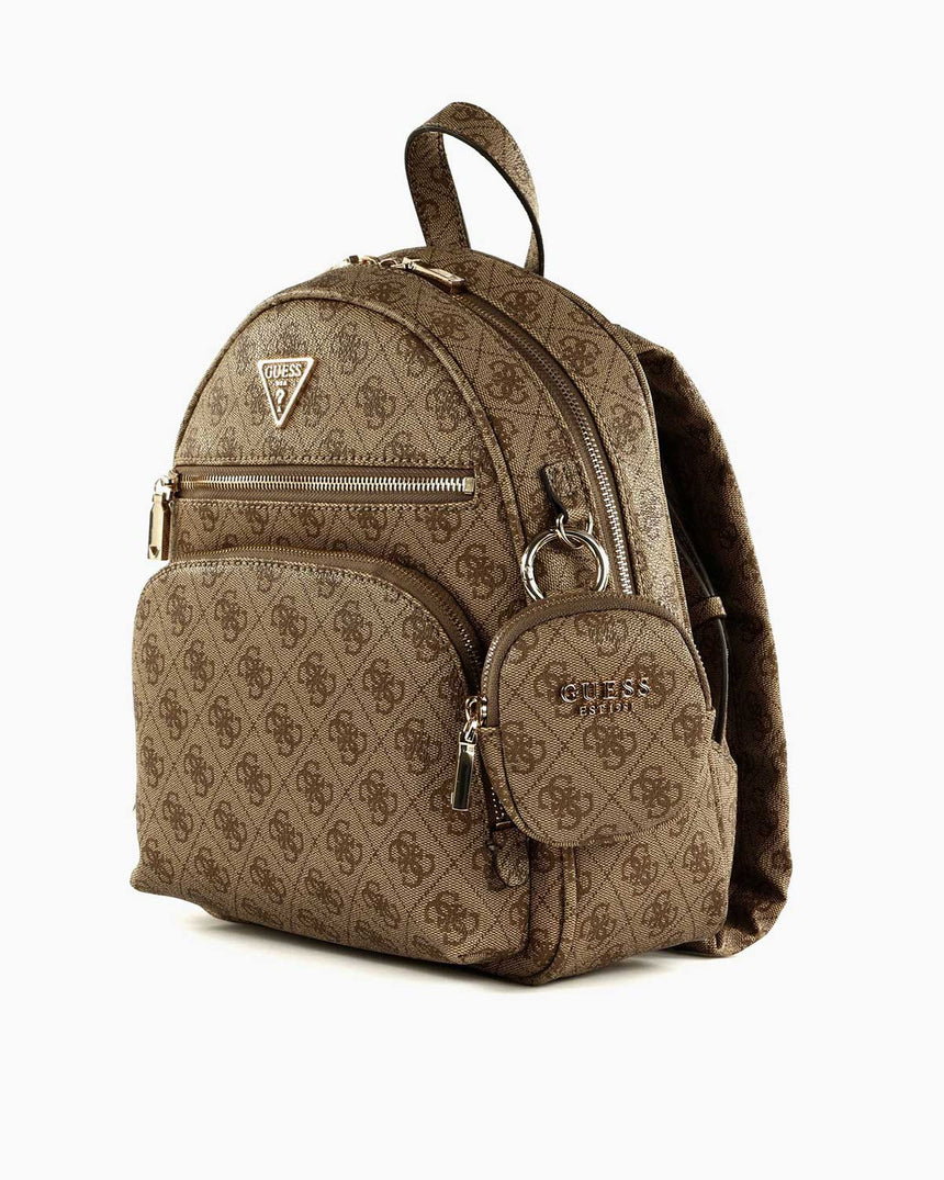 Guess Power Play Tech Backpack Monogram Sırt Çantası Latte Logo