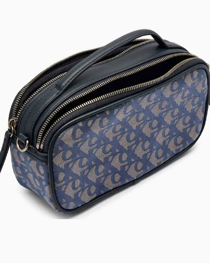 Calvin Klein Monogram Desenli Çapraz Askılı Kadın Camera Bag BLUE INDIGO / ATMOSPHERE AOP